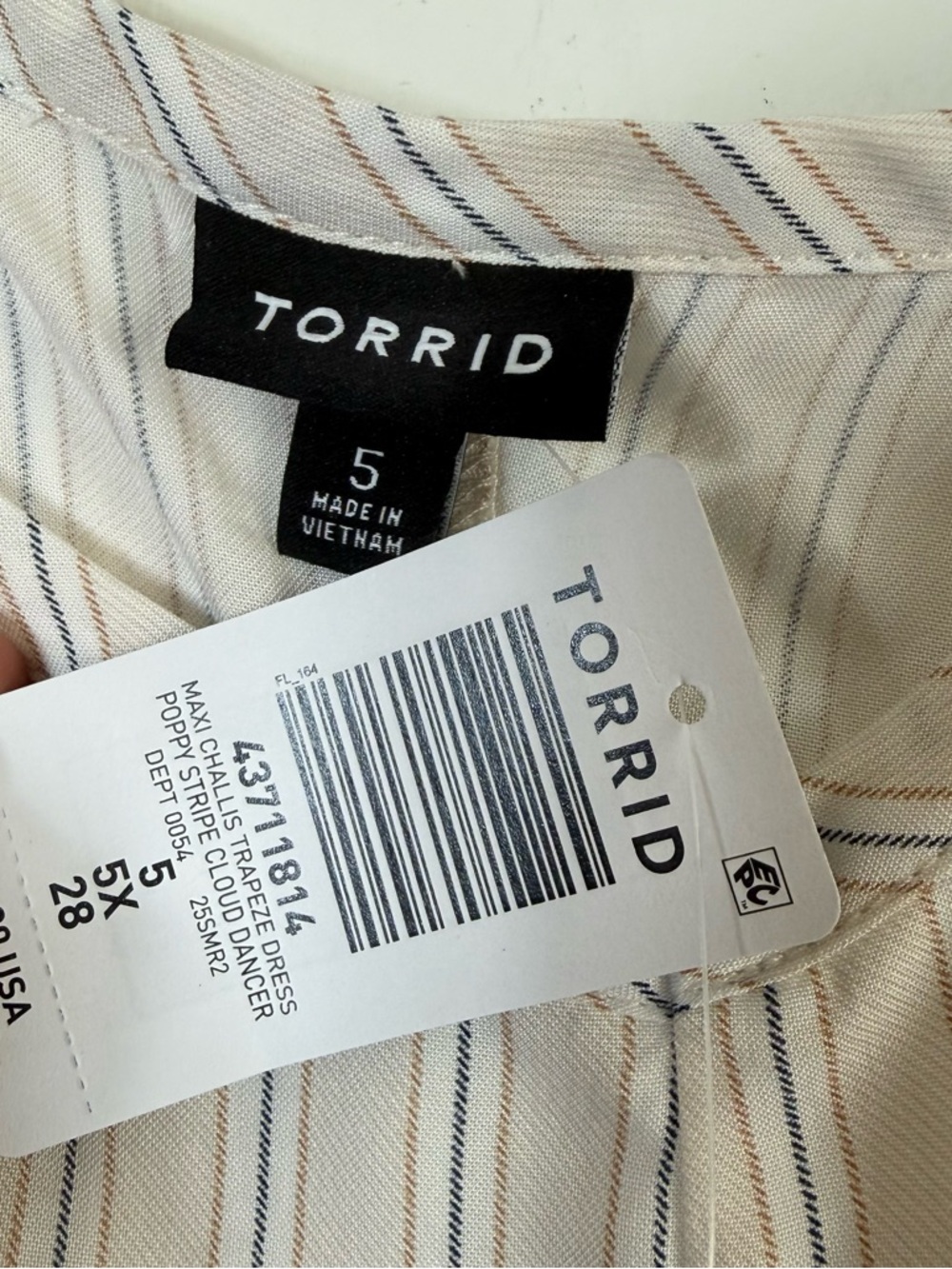 TORRID Cloud Dancer Poppy Stripe Challis Maxi Trapeze Dress Plus Size 5 NWT - Picture 7 of 7